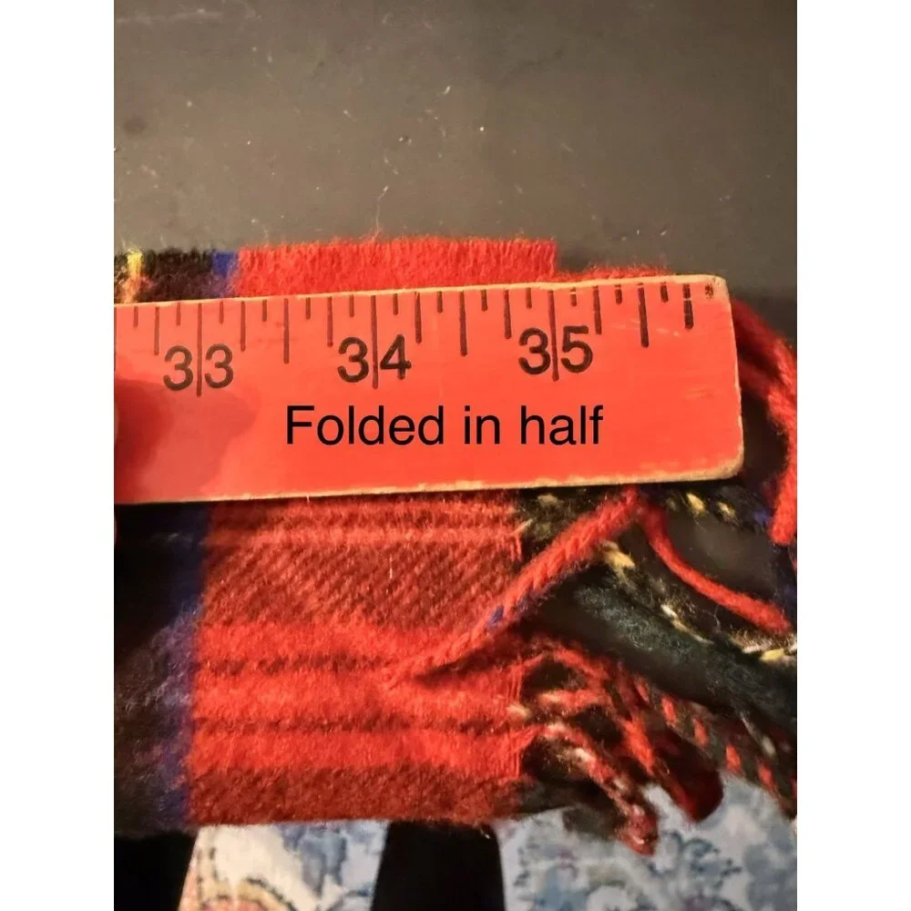 Harrods Of London 100% Cashmere Tartan Red Plaid Scarf Scotland Retails For $270